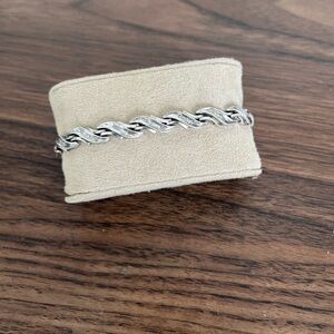 Vintage Diamond Baguette Tennis Bracelet - Rhodium plated Sterling Silver